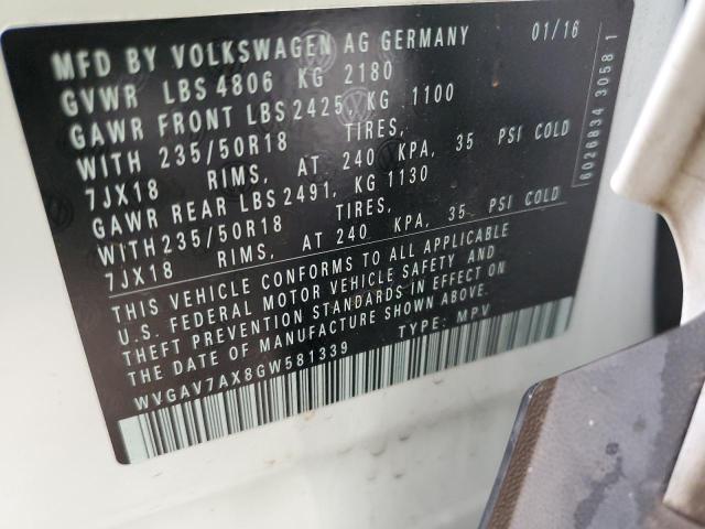 2016 VOLKSWAGEN TIGUAN S - WVGAV7AX8GW581339