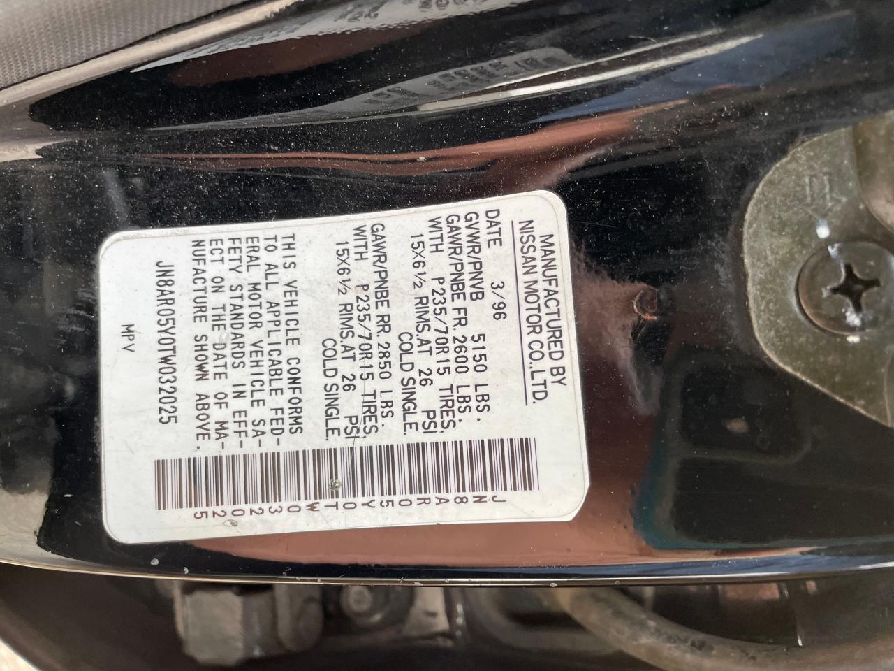JN8AR05Y0TW032025 1996 Nissan Pathfinder Le JN8AR05Y0TW032025 1996 Nissan Pathfinder Le