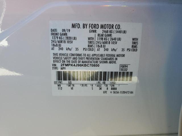 2FMPK4J96KBC70800 2019 FORD EDGE, photo no. 13