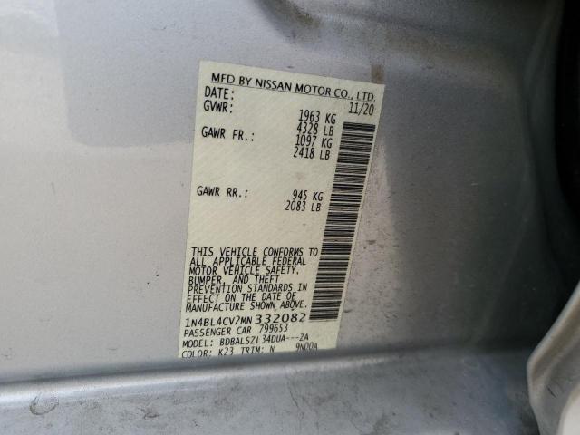 1N4BL4CV2MN332082 | 2021 NISSAN ALTIMA SR