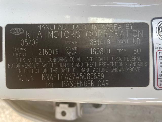 KNAFT4A27A5086689 2010 Kia Forte Lx