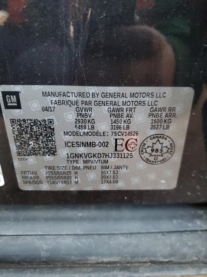 1GNKVGKD7HJ331125 CHEVROLET TRAVERSE 2017