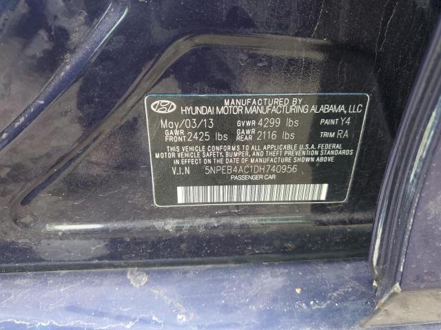 2013 Hyundai Sonata Gls VIN: 5NPEB4AC1DH740956 Lot: 74191953