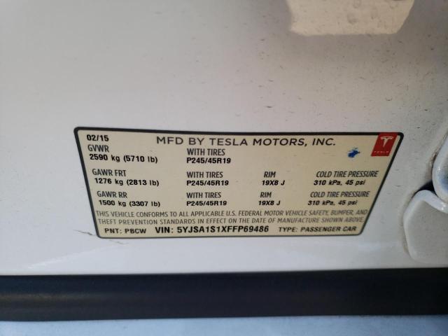 2015 TESLA MODEL S 70 5YJSA1S1XFFP69486
