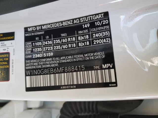 W1N0G8EB6MF888415 Mercedes-Benz Glc 300 4matic