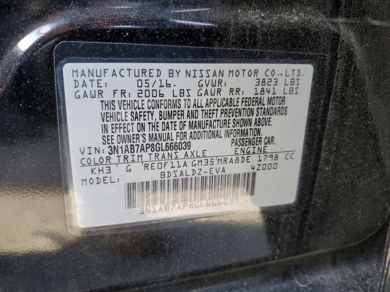 2016 Nissan Sentra S vin: 3N1AB7AP8GL666039