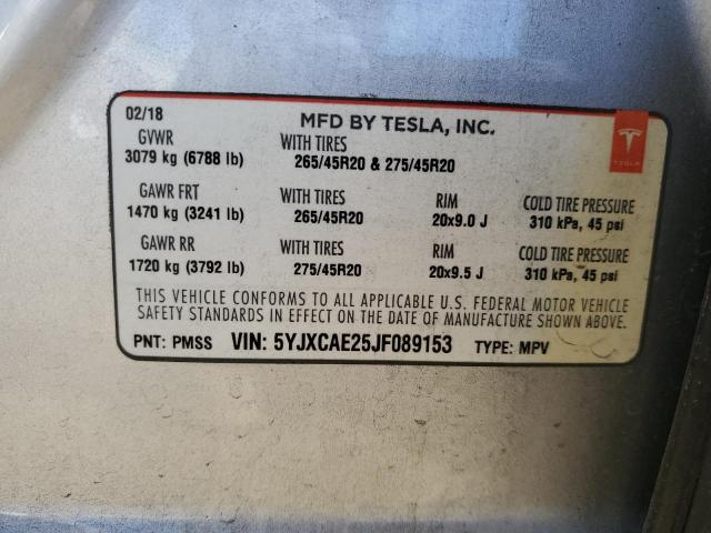5YJXCAE25JF089153 Tesla MODEL X