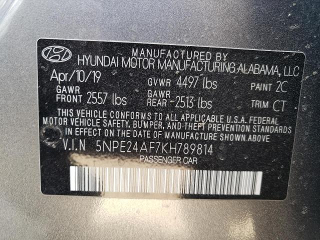 5NPE24AF7KH789814 | 2019 HYUNDAI SONATA SE