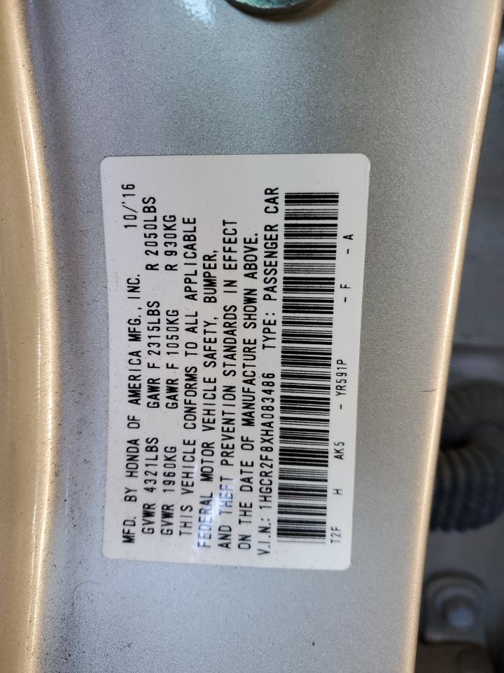 1HGCR2F8XHA083486 HONDA ACCORD 2017
