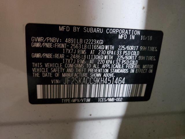 2019 Subaru Forester VIN: JF2SKACC9KH451464 Lot: 76765073