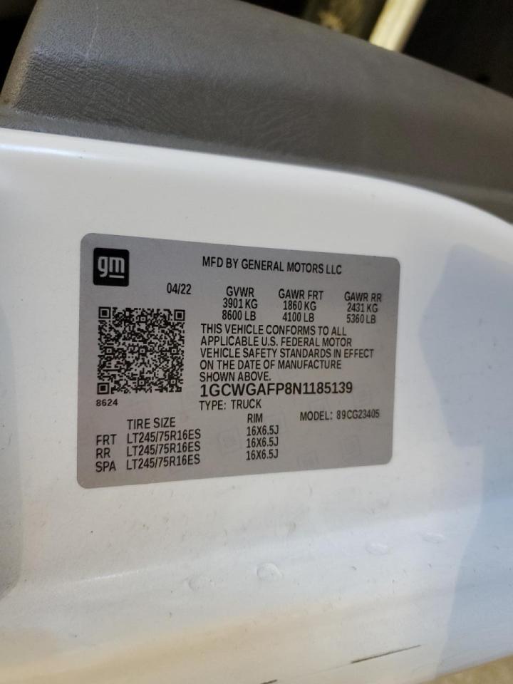 1GCWGAFP8N1185139 CHEVROLET EXPRESS 2022