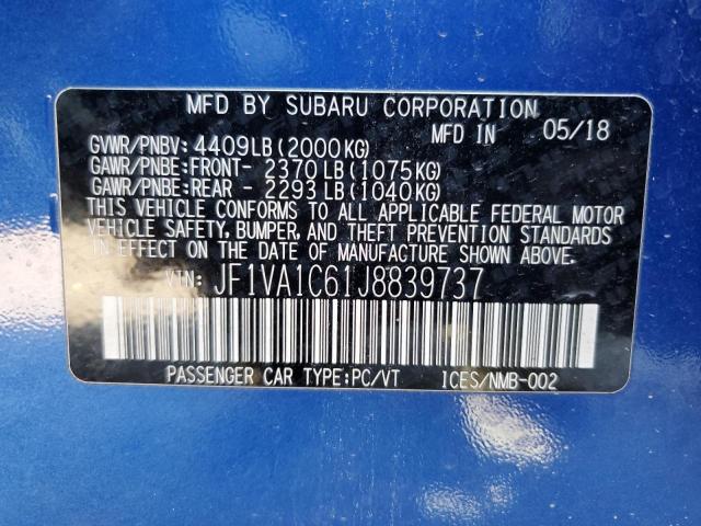 JF1VA1C61J8839737 Subaru Wrx Premium