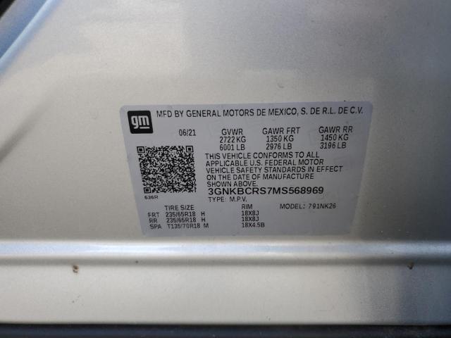 3GNKBCRS7MS568969 | 2021 CHEVROLET BLAZER 2LT