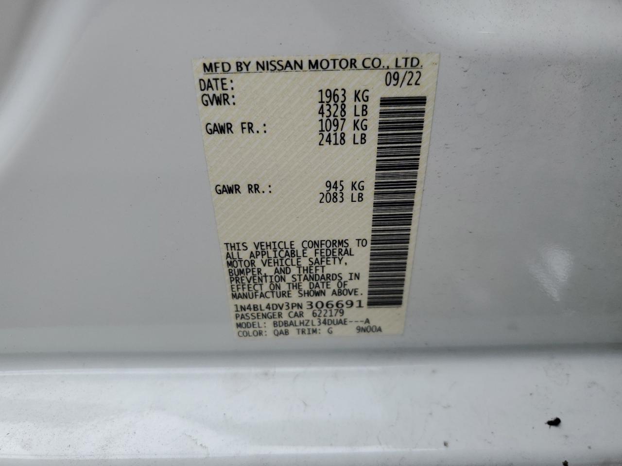 1N4BL4DV3PN306691 NISSAN ALTIMA 2023