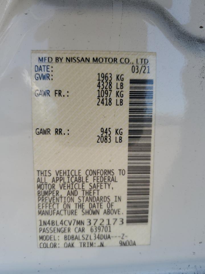 1N4BL4CV7MN372173 NISSAN ALTIMA 2021