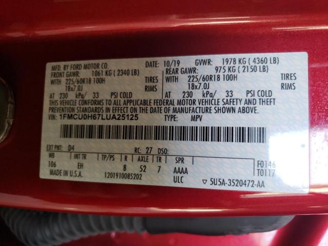 1FMCU0H67LUA25125 2020 FORD ESCAPE, photo no. 13