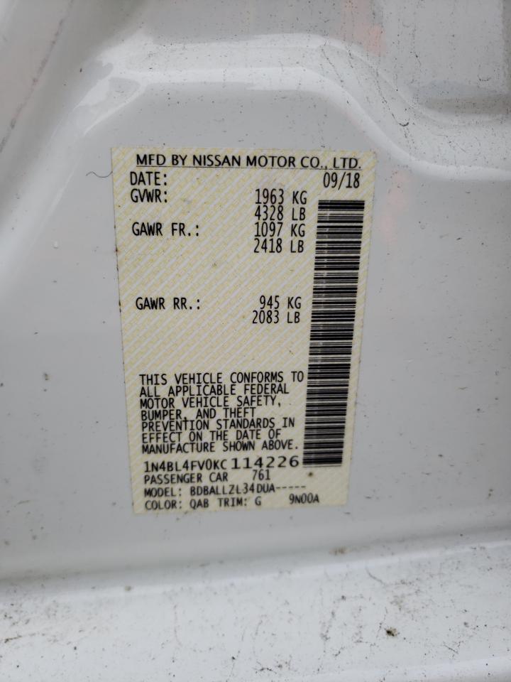 1N4BL4FV0KC114226 NISSAN ALTIMA 2019