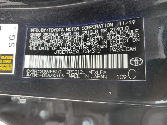 JTDEPRAEXLJ084312 | 2020 TOYOTA COROLLA LE