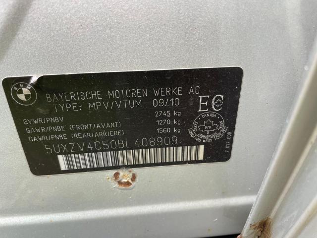 VIN: 5UXZV4C50BL408909 Auction: COPART Lot: 77256163 Location: FL - TAMPA SOUTH 5UXZV4C50BL408909 BMW X5 2011 SILVER Photo 10