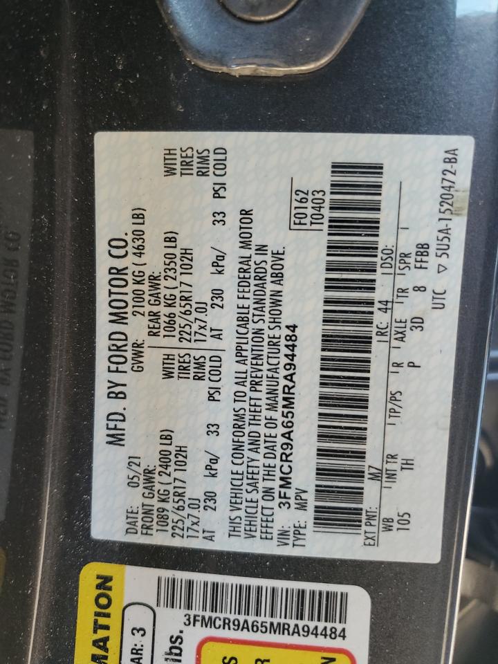VIN: 3FMCR9A65MRA94484 2021 FORD BRONCO