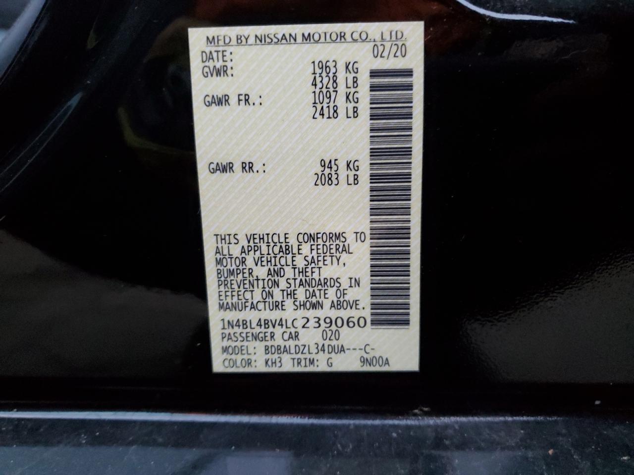 1N4BL4BV4LC239060 NISSAN ALTIMA 2020