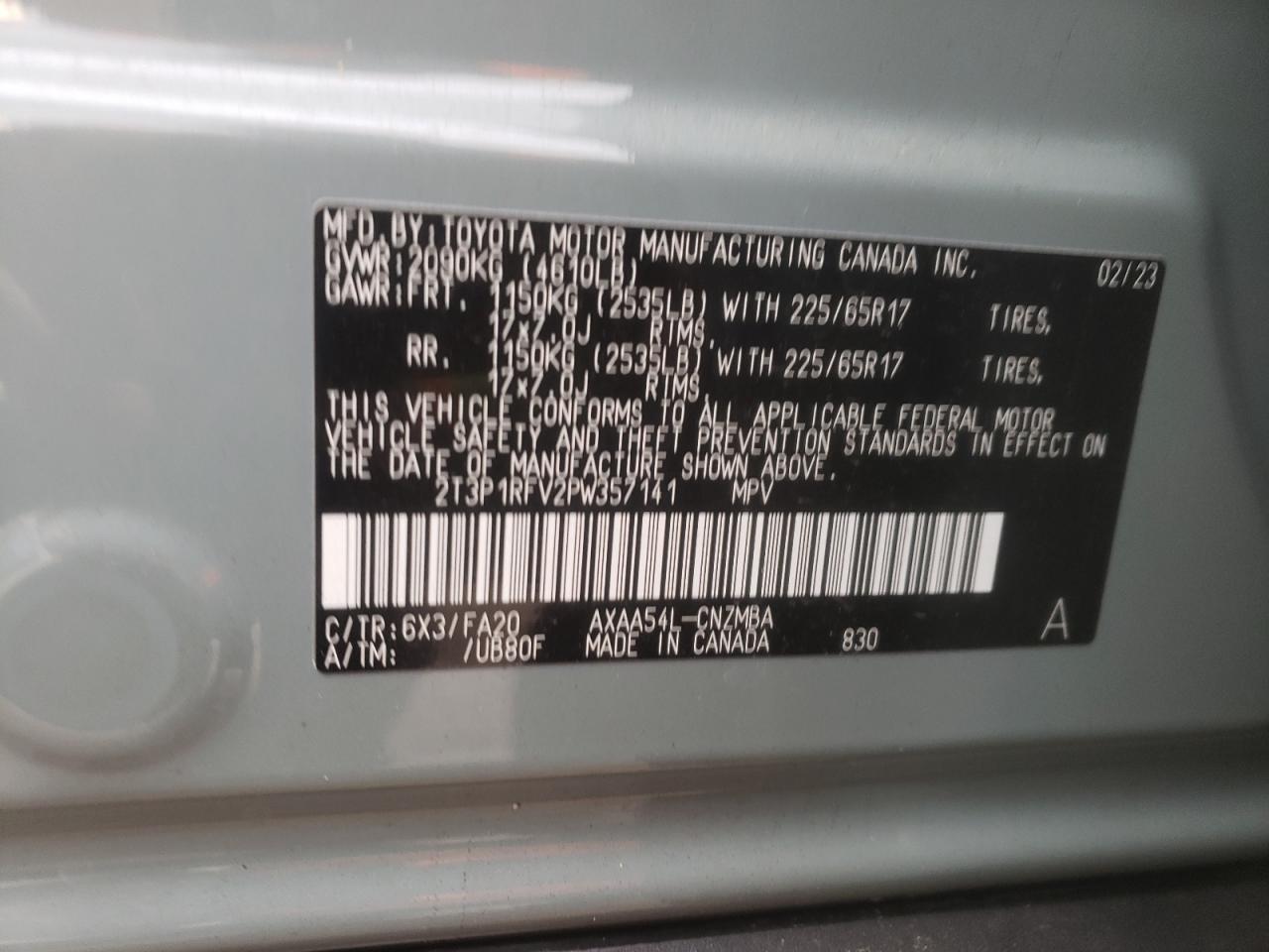 2T3P1RFV2PW357141 TOYOTA RAV4 2023