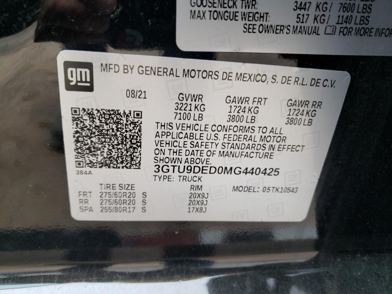 3GTU9DED0MG440425 GMC SIERRA 2021