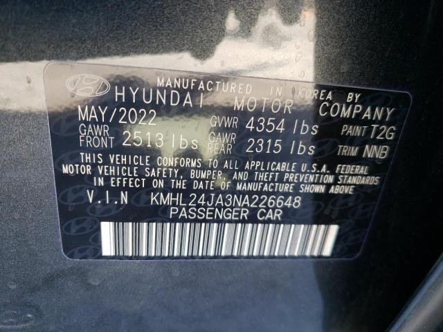 KMHL24JA3NA226648 | 2022 HYUNDAI SONATA SE