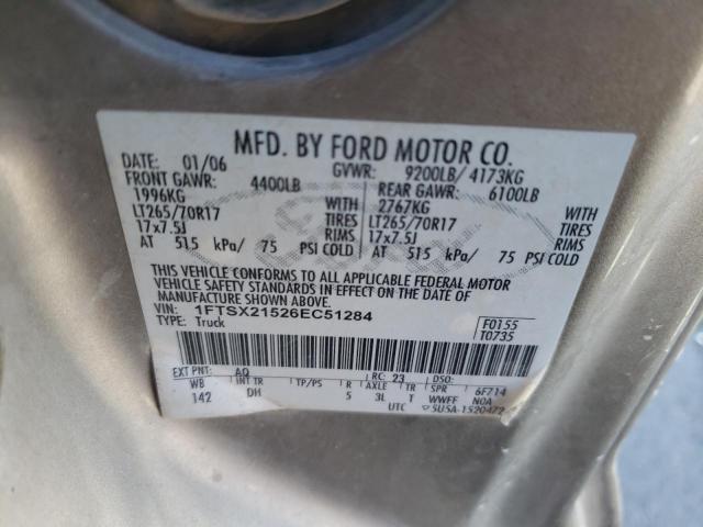 1FTSX21526EC51284 2006 Ford F250 Super Duty