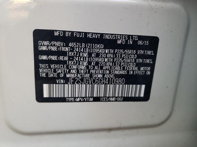 2016 SUBARU FORESTER 2 - JF2SJGVC6GH410980