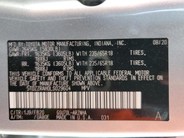 VIN 5TDZZRAH0LS029604 2020 Toyota Highlander, L no.14