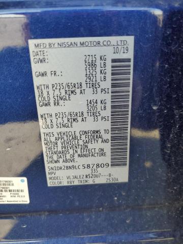 5N1DR2BN9LC587809 Nissan Pathfinder Sv