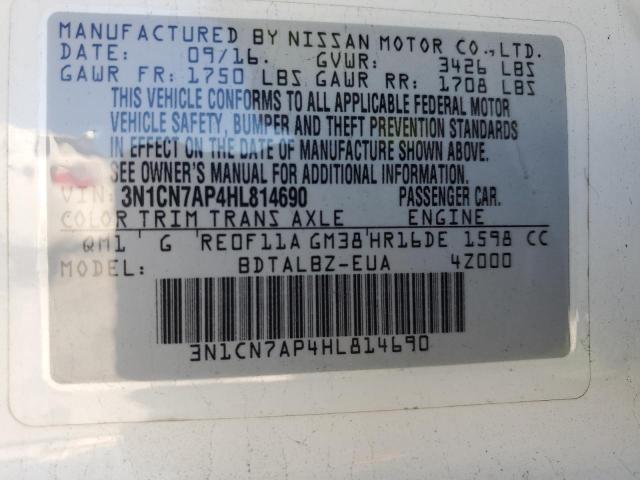 3N1CN7AP4HL814690 | 2017 NISSAN VERSA S