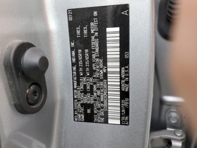 VIN 5TDBBRCH2MS038048 2021 Toyota Highlander, Hybri... no.13