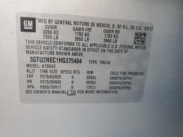 3GTU2NEC1HG375494 | 2017 GM c sierra k1500 slt