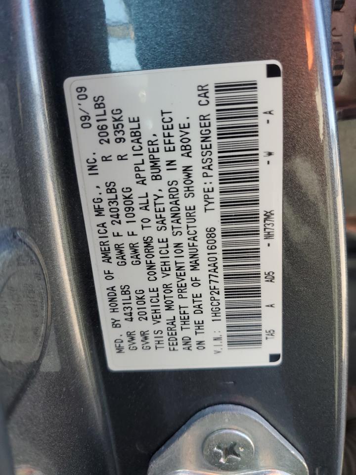 1HGCP2F77AA016086 2010 Honda Accord Ex