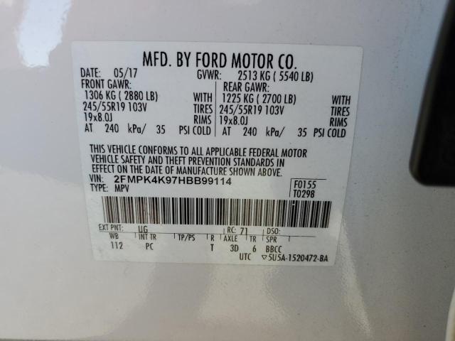 2FMPK4K97HBB99114 2017 FORD EDGE, photo no. 13