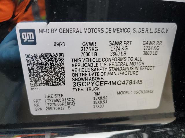 3GCPYCEF4MG478445 | 2021 CHEVROLET SILVERADO