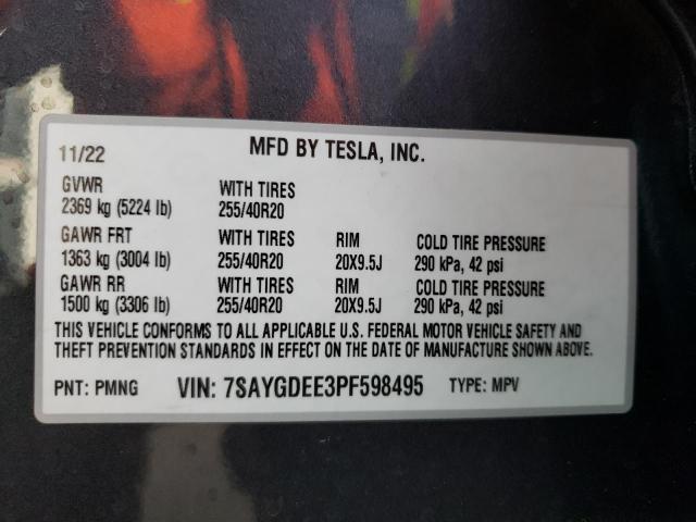 7SAYGDEE3PF598495 | 2023 TESLA MODEL Y