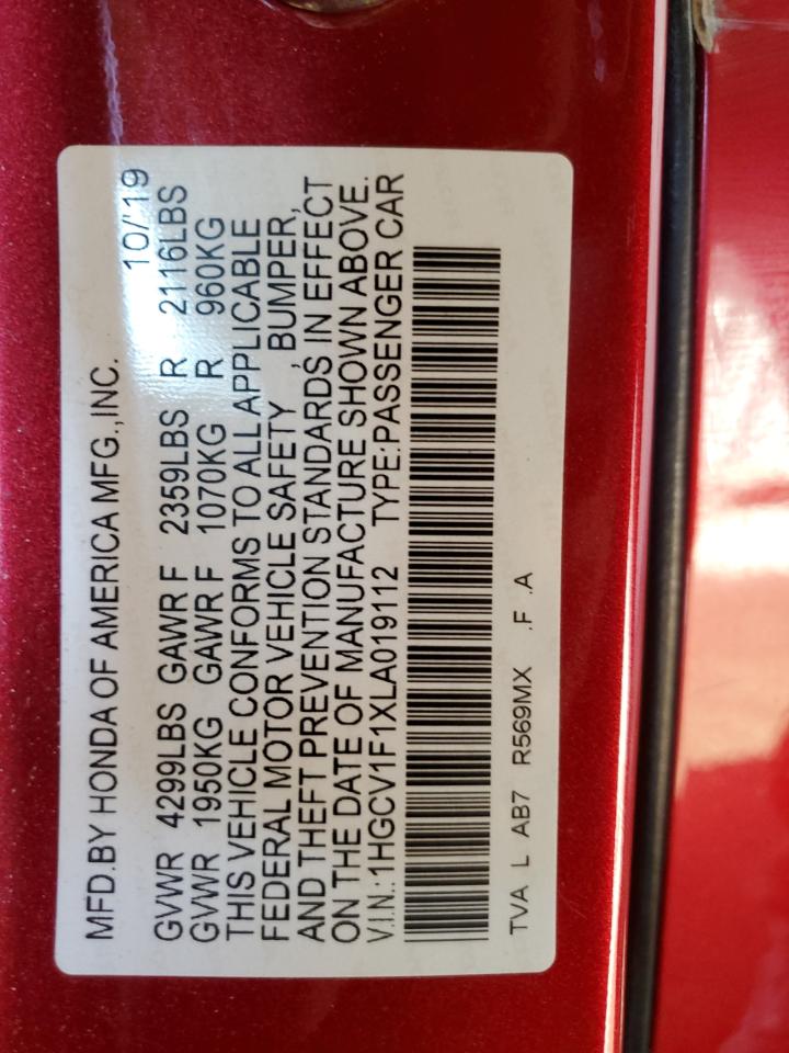 1HGCV1F1XLA019112 2020 Honda Accord Lx 1HGCV1F1XLA019112 2020 Honda Accord Lx