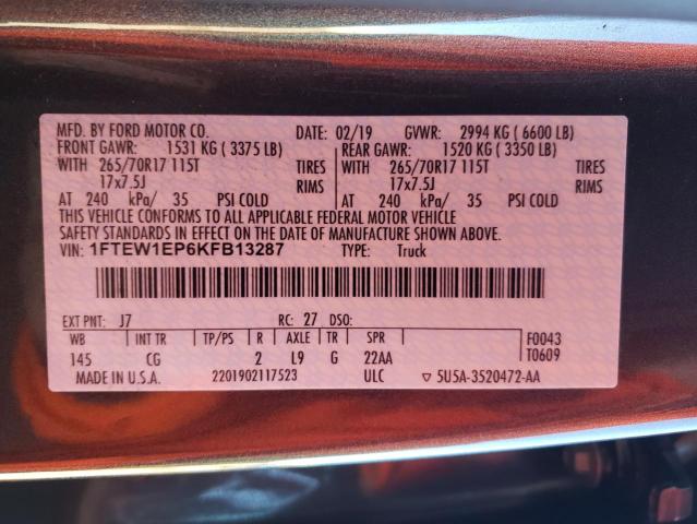 2019 FORD F150 XL - 1FTEW1EP6KFB13287