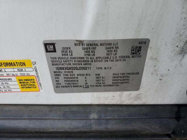1GNKVGKD2GJ309211 2016 Chevrolet Traverse Lt