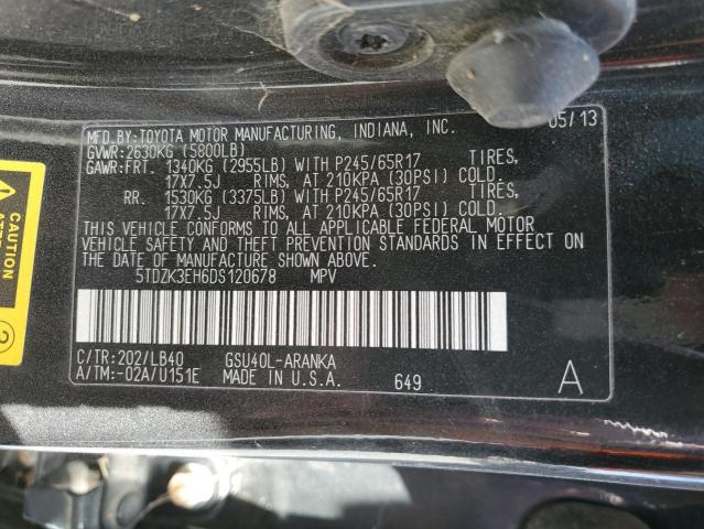 VIN 5TDZK3EH6DS120678 2013 Toyota Highlander, Base no.13