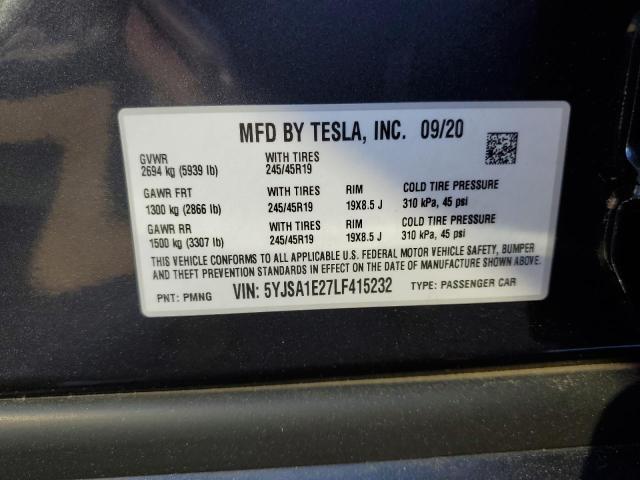 5YJSA1E27LF415232 | 2020 TESLA MODEL S