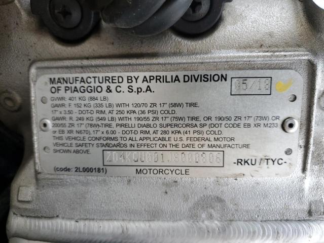 2018 APRILIA TUONO V4 - ZD4KGU001JS000806