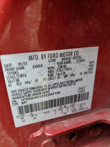 2005 Ford Excursion Eddie Bauer VIN: 1FMNU45S35ED47159 Lot: 78475763