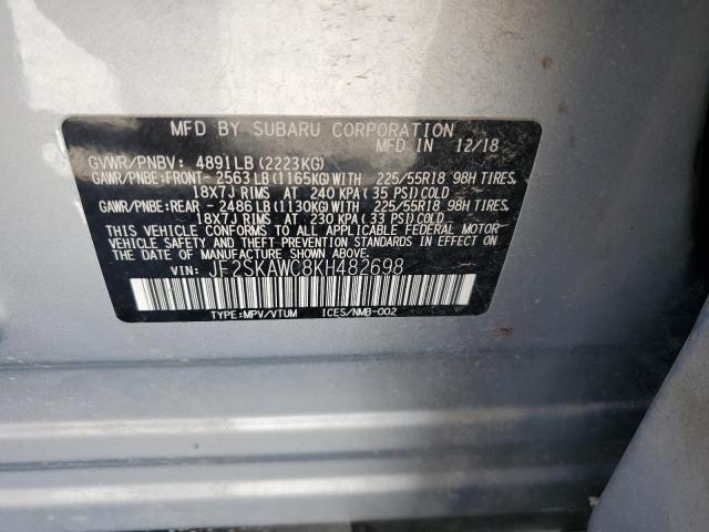 2019 SUBARU FORESTER T - JF2SKAWC8KH482698