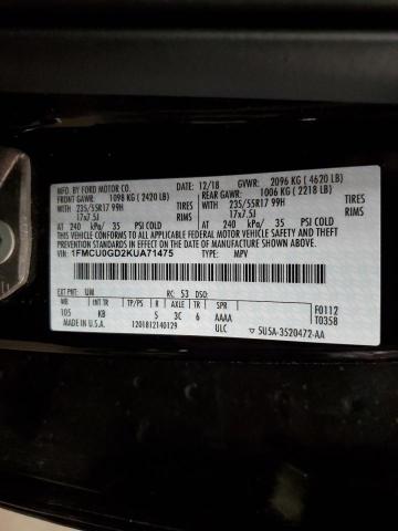 1FMCU0GD2KUA71475 | 2019 Ford escape se