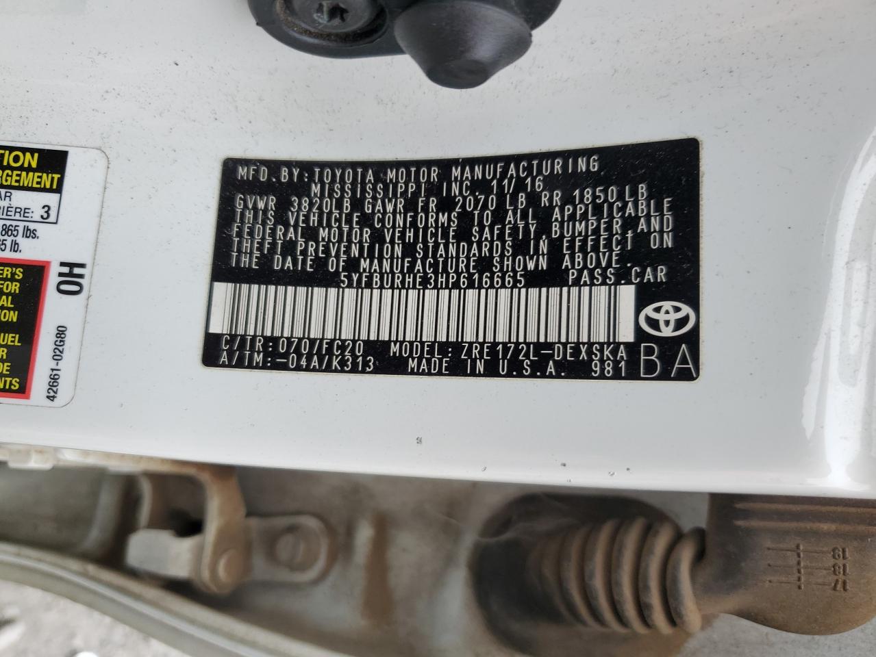 5YFBURHE3HP616665 TOYOTA COROLLA 2017