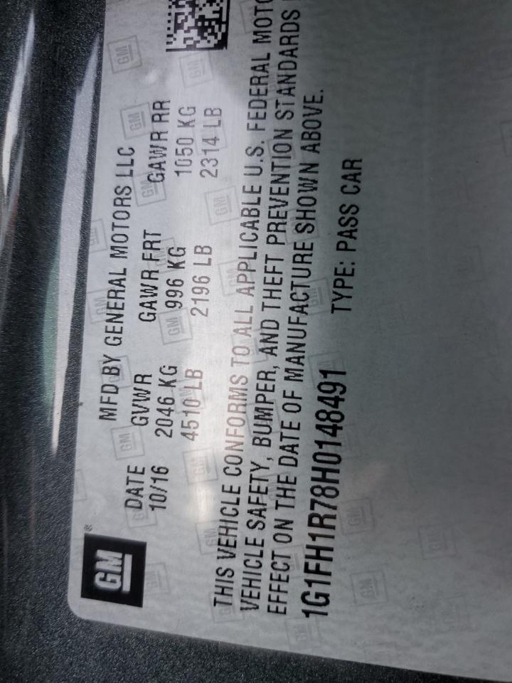 1G1FH1R78H0148491 CHEVROLET CAMARO 2017